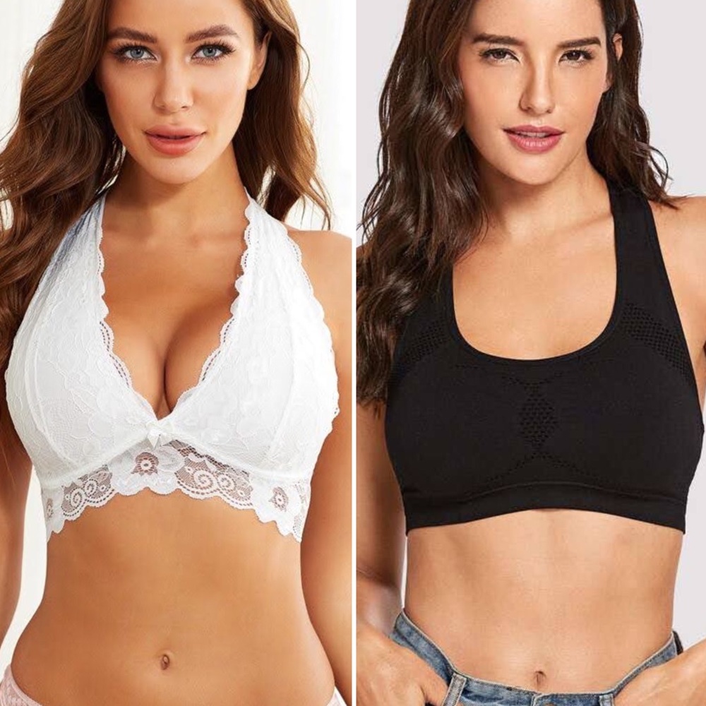 NWOT Bra+Bralette (racerback/lace halter)